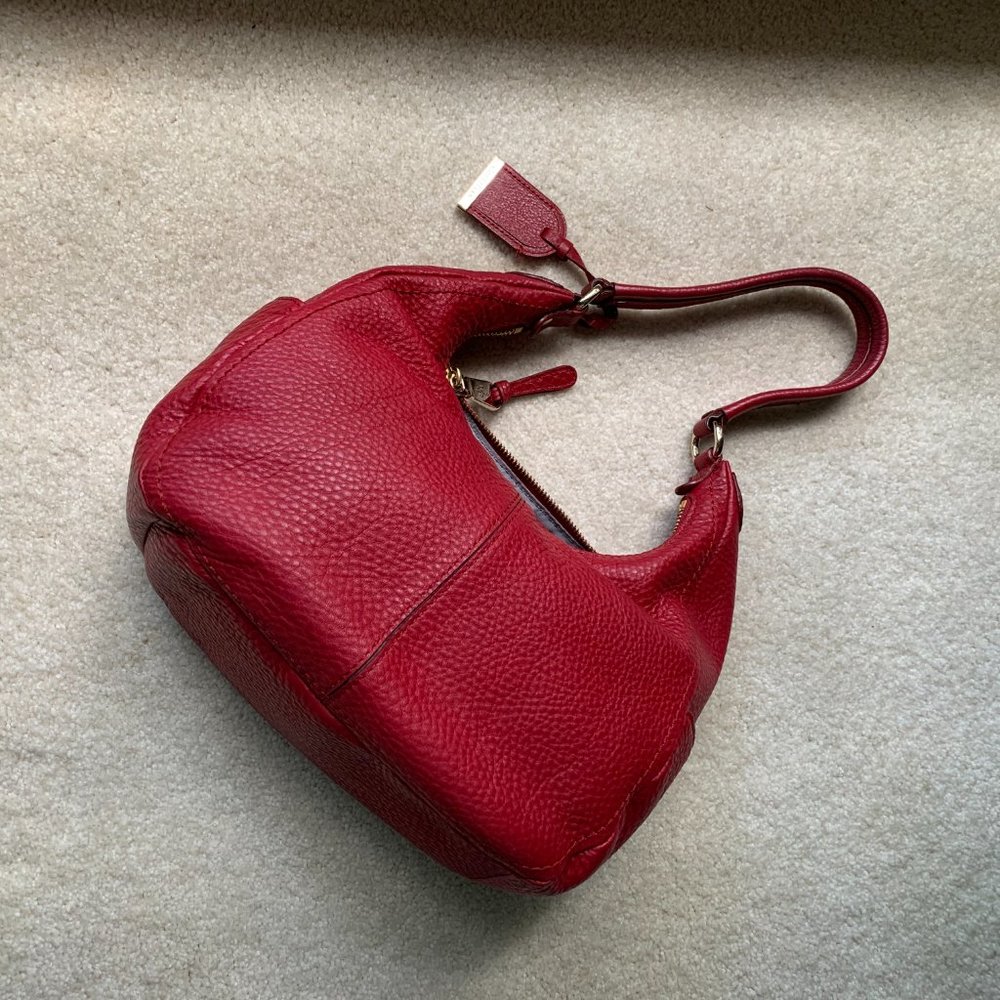 Cole Haan Red Pebble Leather Hobo Bag - Picture 3 of 6